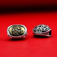wholesale 925 Silver Retro "Wealth Rules the World" Small Golden Tortoise Shell Lucky Wealth-Attracting Red Rope Bracelet Beaded Lanyard DIY Craft Materials-Single (without rope)>925+brass