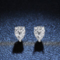 Sterling Silver Four-Prong Earrings with Square Baguette Moissanite-0-2