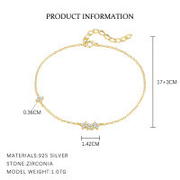 wholesale S925 Sterling Silver Geometric Teardrop Bracelet For Women With Zircon-L876-Gold 925 Silver