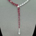 wholesale 925 Silver Gold-Plated Chain with High-Carbon Diamond, Cultured Ruby, and GRC Advanced Jewelry for Women Y-Necklace-0-2