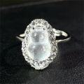 wholesale Plated Silver High Ice Gourd Adjustable Open-End Ring for Women, Direct from Manufacturer, Wholesale of New Chinese Style Water Foam Jade-0-2
