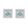wholesale 925 Silver 1ct VVS1 Colored Moissanite Princess Cut Stud Earrings, Yun Tong Jewelry New Cross-Border Best Seller-0-3