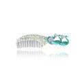 wholesale 999 Pure Silver Snowflake Hair Comb for Women, Handmade Enamel Glaze Peacock Silver Comb, Sterling Silver-0-4