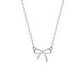 wholesale S925 Sterling Silver Light Luxury Pearl Bow Double Layer Stackable Necklace for Women, Korean Summer Versatile Collarbone Chain-0-4