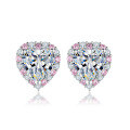 wholesale S925 Sterling Silver Pink Zircon Heart-shaped Earrings for Women, High-end and Exquisite, Love Earrings, European and American Style Earrings-0-0