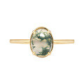 wholesale S925 Sterling Silver Gold-Plated Japanese Stylish Niche Design Ring with Natural Moss Agate for Women-0-0