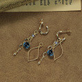 wholesale Sterling Silver Japanese Style Same Blue Quartz Drop Earrings Retro Luxury High-End Wholesale-0-3