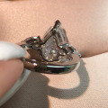 Alloy 5ct Trillion Cut Cubic Zirconia Ring Vintage Three-Stone Clearance-0-2