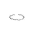 wholesale S925 Sterling Silver Korean Version INS Niche Design Minimalist Versatile Beaded Twist Wave Pattern Open Adjustable Ring for Women-0-7