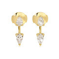 18K Gold Plated Moissanite Customizable Stackable Ear Climber Earrings-0-4