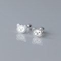 wholesale S925 Sterling Silver Small and Delicate Line Gingerbread Man Bear Stud Earrings, Fresh and Sweet Threaded Ear Accessories M04852-0-0