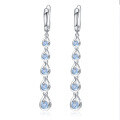 wholesale 925 Silver Blue Topaz Crystal Earrings, Exaggerated Elegance, High-End Statement Drop Earrings with Tassel and Teardrop Design-0-4