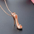 wholesale 925 Sterling Silver Rose Gold Plated High Heel Shoe Pendant for Women, European and American Ins Style Fashionable OL Luxury Necklace Pendant Wholesale-0-1