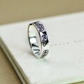wholesale 925 Sterling Silver Chinese Style Text Wish Blessing Auspicious Words Ring for Women, Vintage Peace and Joy Artistic Adjustable Finger Ring for Men-0-2