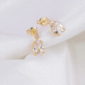wholesale S925 silver gold-plated natural white crystal earrings for women, ice crystal teardrop jewelry wholesale and dropshipping-0-2
