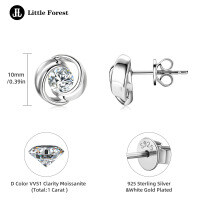 Sterling Silver 5mm Round Moissanite Swirl Stud Earrings for Women-Moissanite swirl earrings [White Gold  925 Silver]
