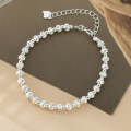 wholesale S925 Silver minimalist sweet ins-style niche design delicate cat-eye bead silver bead bracelet S7985-0-2
