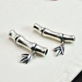 wholesale 925 Sterling Silver Bamboo Joint Bent Tube DIY Accessories Vintage Distressed Artistic Braided Cord Bracelet Charms Red Thread Anklet Pendants-0-0
