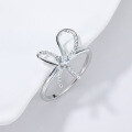 wholesale S925 Sterling Silver Bow-Shaped Moissanite Ring, Sweet and Minimalist Style, Women's Bestseller, Hot Selling on Independent Websites-0-2