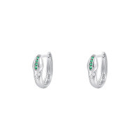 wholesale S925 Sterling Silver European And American Fashion Green Zircon Cross Earrings For Women, Exquisite And Versatile-E4406-White Gold 925 Silver