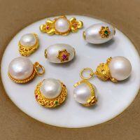 wholesale S925 silver, natural freshwater pearl barrel bead ruyi snowman accessory, spacer bead semi-finished pendant bead strand-Little Ruyi