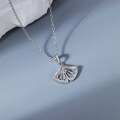 wholesale S925 Sterling Silver Small Fresh Fashion Light Luxury Zircon Ginkgo Leaf Women's Exquisite and Elegant Versatile Necklace Wholesale-0-0