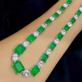 wholesale S925 Silver European and American Classic Green Women's Synthetic Emerald Necklace Pendant by Zhuozhifan Jewelry-0-0