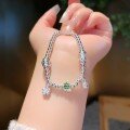 wholesale 999 Pure Silver Women's Lucky Charm Beaded Bracelet DIY Design Bangle Versatile Luxe Fine Jewelry One-Piece Drop Shipping-0-4