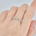S925 Sterling Silver Moissanite Four-Leaf Clover Half-Ring for Women-0-1