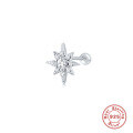 wholesale S925 Sterling Silver Single Octagonal Star Threaded Ear Stud, Cross-border Hot-selling Fashion Minimalist Diamond Threaded Earrings for Women-0-5