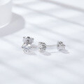 wholesale [925 Sterling Silver] Direct from manufacturer, classic and fashionable six-prong 50-point D-color moissanite earrings, Korean-style elegant women's accessories-0-2