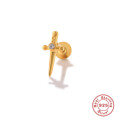 wholesale S925 sterling silver 16G flat head threaded cartilage ear piercing stud, trendy and popular in Europe and America, a stylish INS ear bone piercing-0-15