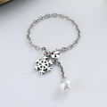 wholesale S925 Sterling Silver Korean-style Beaded Chain Mixed Snowflake Pearl Adjustable Ring Sweet and Cool Minimalist Women's-0-1