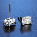 S925 Silver Radiant Cut Moissanite Stud Earrings for TikTok Wholesale-0-1