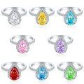 wholesale S925 Sterling Silver 4ct Colorful Gemstone Ring for Women, High-End Flame Ice Flower Cut High-Carbon Diamond Exaggerated Design-0-0