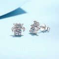 wholesale S925 Sterling Silver Moissanite Bull Head Stud Earrings for Women, Fashionable and Versatile for Commuting Without Losing Style, Perfect Holiday Gift for Friends-0-1