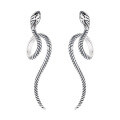 wholesale S925 sterling silver vintage exaggerated bold zodiac snake design earrings, trendy and unique European and American style earrings-0-4