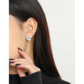 wholesale S925 Sterling Silver Korean Version Ins Indie Design Minimalist Retro Geometric Wave Pattern Textured Stud Earrings for Women-0-3
