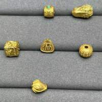 wholesale Gold-plated S925 Silver Tulip Components DIY Bracelet Hand Braided Beads with Through-Hole Cabbage, Fortune Character, and Key Pattern Beads-One spiral spacer bead