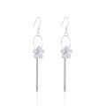 wholesale S925 Sterling Silver Floral Tassel Earrings for Women, Korean Style Fashionable Diamond-Inlaid Elegant Light Luxury Ear Hooks, Cross-Border Supply-0-3