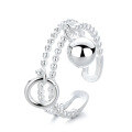 wholesale S925 sterling silver ins Harajuku-style niche design double-layer line sphere openable versatile ring-0-4