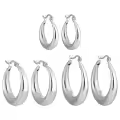wholesale S925 Sterling Silver Round Smooth Hoop Earrings for Women, Minimalist Style, Small and Unique, Ins High-end Feel, Silver Ear Clasp-0-5