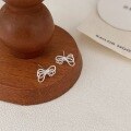wholesale S925 Sterling Silver Bow Ear Studs Women New Korean Version Luxury Fashion Minimalist Ins Earrings-0-5