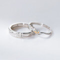 wholesale S925 Sterling Silver "Wutong" Couple Rings, Sweet Ins-style Design with Resin Leaf, Matching Couple Bands R02856-0-0