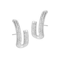 wholesale S925 sterling silver irregular U-shaped full diamond earrings for women, high-end, niche luxury, elegant starry sky silver earrings-Platinum [with sterling silver ear plugs] > 925 silver