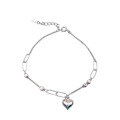 wholesale S925 Sterling Silver Fashion Ins Style Patchwork Three-Dimensional Heart Minimalist Silver Bracelet, Small and Exquisite Temperament Versatile Peach Heart Accessory-0-4