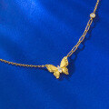 wholesale S925 Gold-Plated Silver Vintage Botanical Brushed Dreamy Butterfly Necklace, Fashionable and Versatile with a High-End Feel-0-2