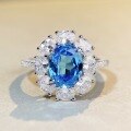 wholesale 925 Silver New Aquamarine Full Diamond Ring High-End Sense Ins Cross-Border E-Commerce TikTok Live Broadcast Hit-0-3