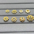 wholesale S925 silver gold-plated zirconia-inlaid hollow flower holder DIY crystal bead bracelet necklace floral cap spacer beads accessories-0-3