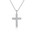 wholesale S925 Sterling Silver European and American Cross Pendant Moissanite Men's Unisex Trendy Classic Necklace-0-0